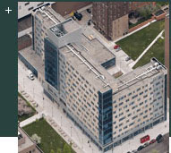 Aerial view of an institute building